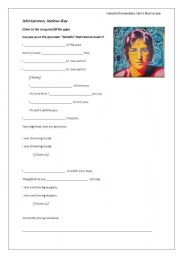 Jealous Guy Song worksheet to practice the past continuous