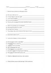 English Worksheet: Simple Past Test