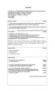 English worksheet: Describing People, Adjectives in use.