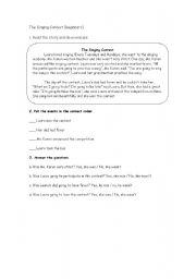 English Worksheet: The Singing Contest