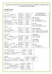 Song Worksheet - I Look To You - By Whitney Houston