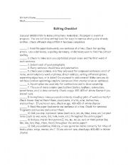 English Worksheet: 6th/7th Grade Editing Checklist