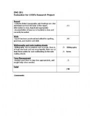 English Worksheet: Marking Key for Essays