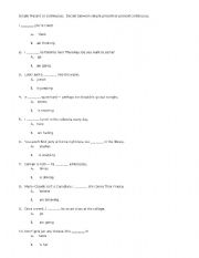 English worksheet: Simple present or present continuous