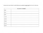 English worksheet: time table