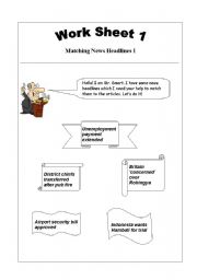 English Worksheet: News Headline Matching