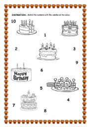 birthday candles-numbers - ESL worksheet by misstugba