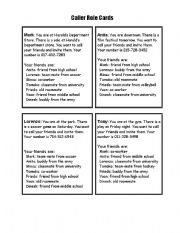English worksheet: cards role play