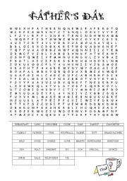 English Worksheet: Fathers day wordsearch