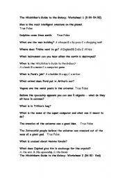 English worksheet: Hitchhikers guide
