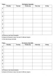 English Worksheet: My dream timetable