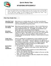English Worksheet: quick study tips