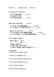 English Worksheet: intro and practice on present simple (third-person singular) part I