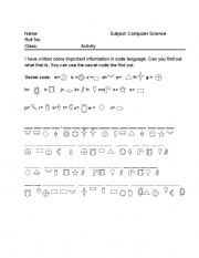 English Worksheet: Find out the Secret message