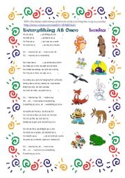 English Worksheet: Everything At Once by Lenka-Learning Similes