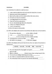 English worksheet: adverb practice