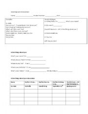 English worksheet: Greetings Review and Interview