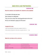 English worksheet: Adjective and preposition