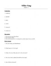 English Worksheet: White Fang Review Section 1