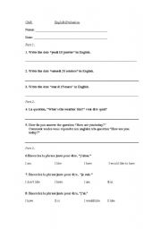 English worksheet: evaluation in english