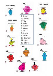 English Worksheet: Personality with Mr men