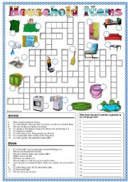Household items crossword * Can be used with my Happy Families game!