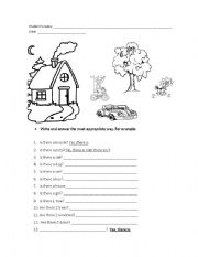 English Worksheet: exam/ there is/ there sre