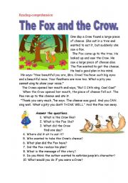 The fox and the crow. Reading-comprehension.