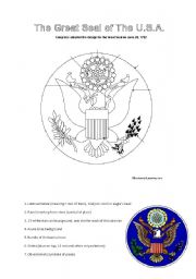 English Worksheet: The Great Seal of The USA