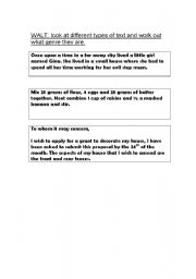 English Worksheet: Different genre types