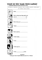 English Worksheet: When do you wash your hands?