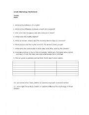 English Worksheet: greek gods