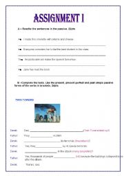 English worksheet: Passive voice assignment