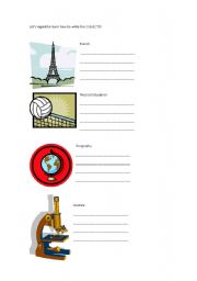 English worksheet: The subjects