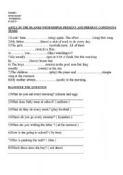 English Worksheet: worksheet about s.present and present cont.