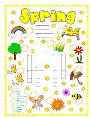 English Worksheet: SPRING PUZZLE - NUMBER THE PICTURES