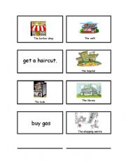 English Worksheet: Places in the city flash cards for memory game