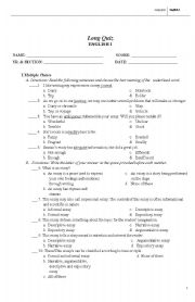 English worksheet: Long quiz about Essay