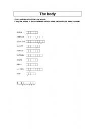 English worksheet: Body vocabulary puzzle - intermediate