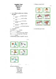 English worksheet: test for 3rd form