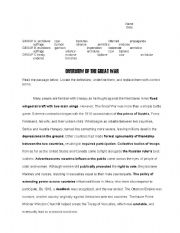 English Worksheet: Vocabulary Overview of The Great War