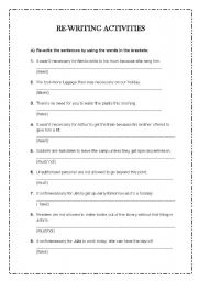 English worksheet: Rewriting Activities