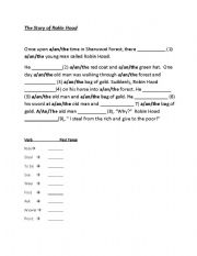 English Worksheet: Robin Hood (Past Tense and A/An/The)