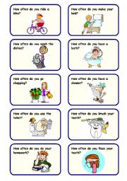 HOW OFTEN DO YOU...? - 20 SPEAKING CARDS ON FREQUENCY ADVERBS 