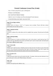 English worksheet: Present continuous lesson plan