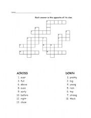 English Worksheet: synonym word puzzle