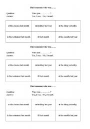 English worksheet: Find someone who - Bingo was and were