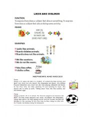 English Worksheet: LIkes and dislikes