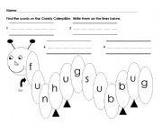 English Worksheet: Short u Caterpillar