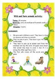 English Worksheet: wild and farm animals game